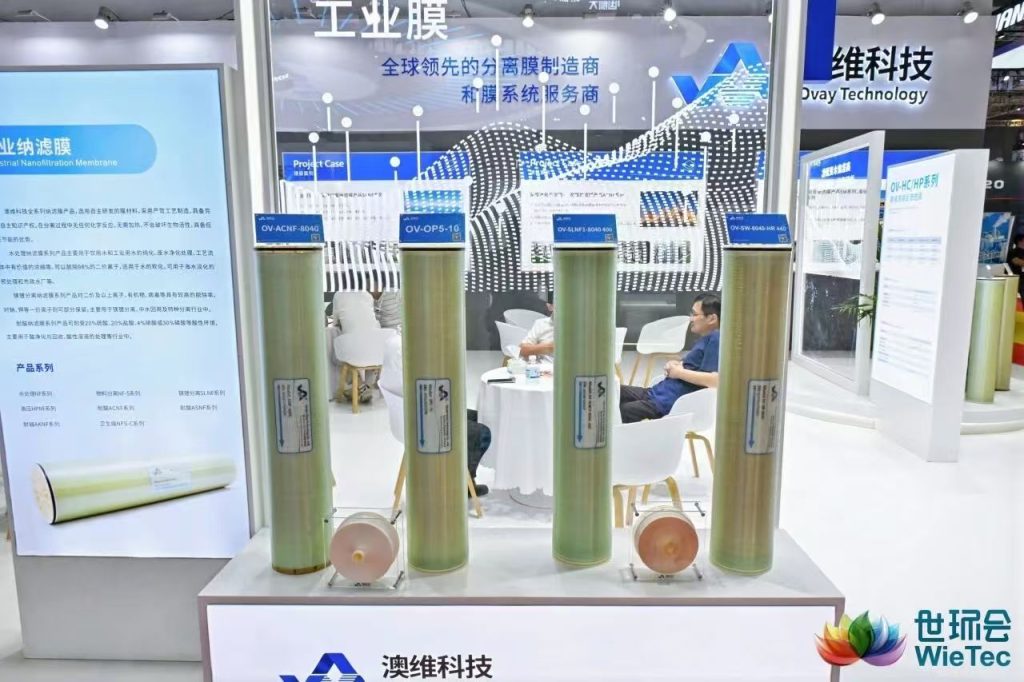 OVAY 4040 and 8040 industrial reverse osmosis membrane elements displayed for engineering evaluation